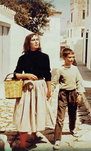 Martin and his mother, in colour, Hydra