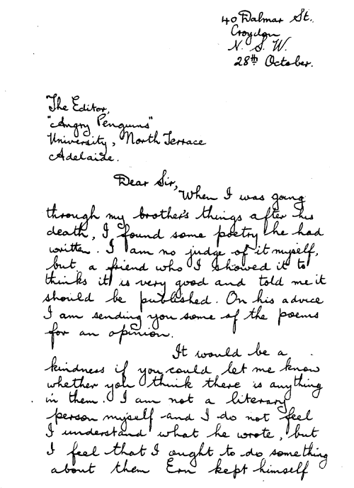 Ethel Malley letter page 1