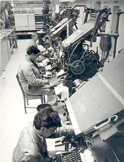 Linotype operators, Wairoa Star newspaper, New Zealand, 1983