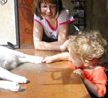 Ange Mlinko and her son, photo Steven McNamara