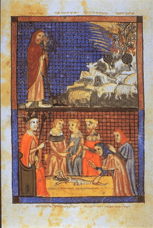 Page from the Sarajevo Haggadah (Wikipedia)