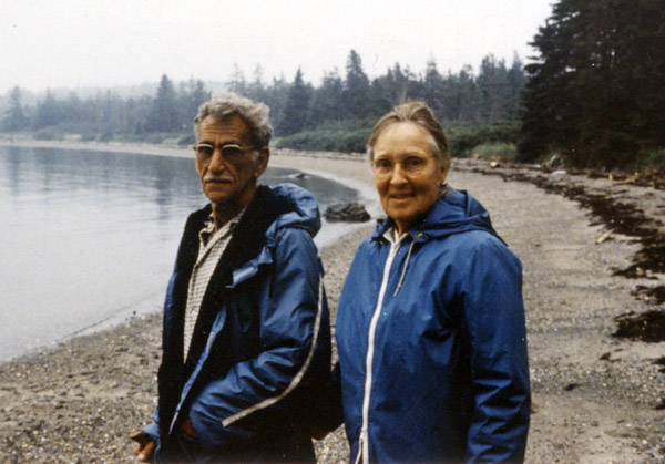 George Oppen and Mary Oppen on Little Deer Island in Maine. 1968?