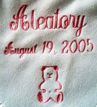 Fig. 12, detail, baby blanket (gift from employer), 2005