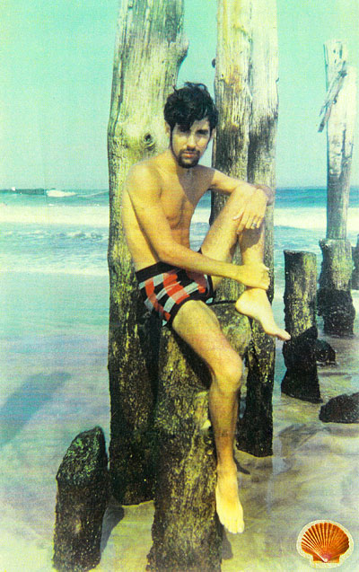 	David Shapiro, sitting on the poles at Deal, l965, photo by Julia Van Haaften