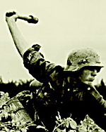 German soldier throwing grenade