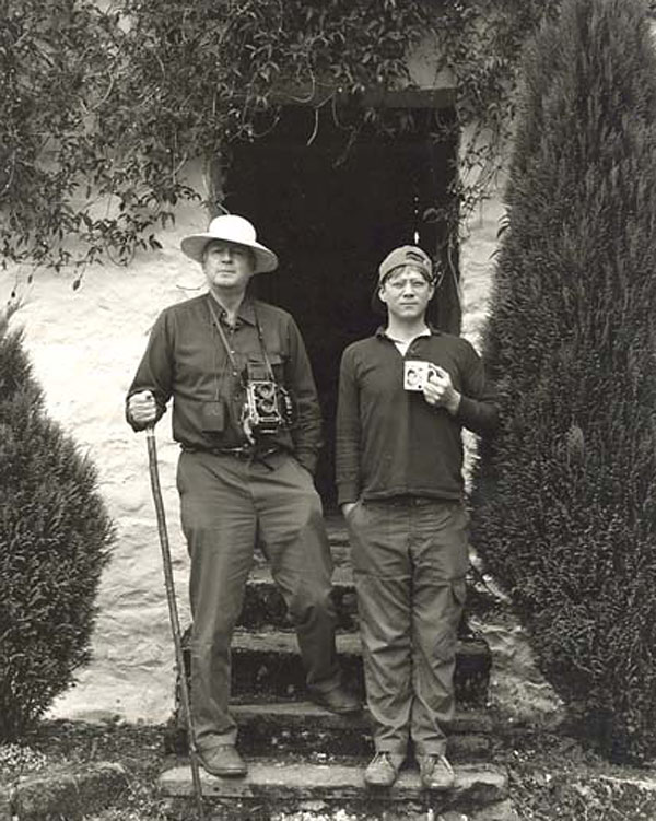 JW and Thomas Meyer at Corn Close, August, 1981. Photo by Guy Mendes. [The camera appears to be a Mamiyaflex C330 -- J.T.]