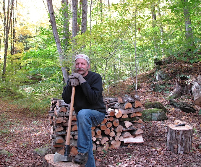 Bob Arnold in the woodlot, 2009 photo Susan Arnold
